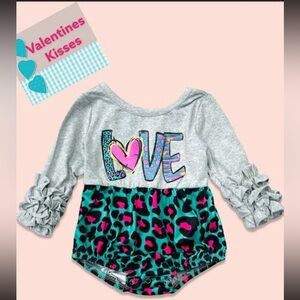 Love Long Sleeve Onesie with Leopard Print Bottom NWOT